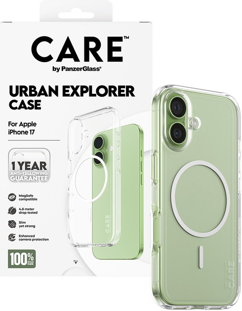 Etui CARE by PanzerGlass Flagship Urban Explorer w. White MagSafe do Apple iPhone 17 Transparent (CR49224) - obraz 4