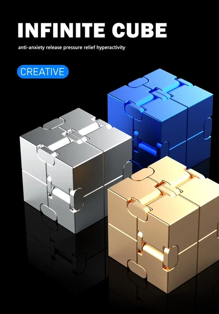 Бесконечный алюминиевый кубик-антистресс Magic Cube, металлическая головоломка для снятия стресса и релаксации Серебристый - Фото 3 Бесконечный алюминиевый кубик-антистресс Magic Cube, металлическая головоломка для снятия стресса и релаксации Серебристый - изображение 3