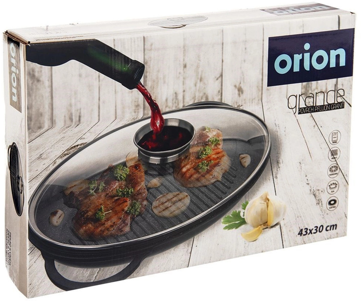 Сковорода-гриль Orion Grande гранітова з кришкою 43x28x6 см (8592381177034) - зображення 1