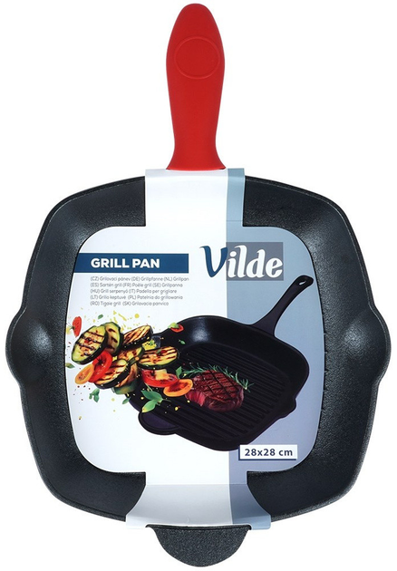 Patelnia do grillowania VildeCast Line żeliwna z silikonową nakładką 28x28 cm (5904316471835) - obraz 1