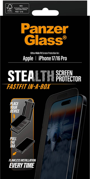 Захисне скло Panzer Glass Stealth Screen Protector Ultra-Wide Fit do Apple iPhone iPhone 17/16 Pro (PG54911) - зображення 3