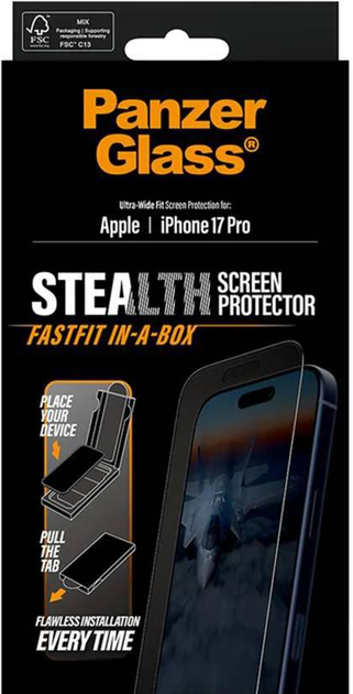Szkło hartowane Panzer Glass Stealth Screen Protector Ultra-Wide Fit do Apple iPhone iPhone 17 Pro (PG69356) - obraz 3