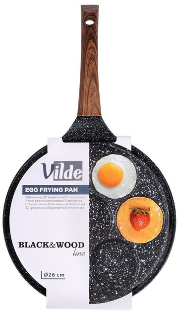 Сковорода для яєць Vilde Black & Wood гранітова на 7 відділів 26 см (5904316465094) - зображення 1