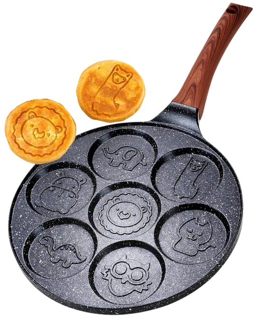 Сковорода для яєць Vilde Black & Wood гранітова на 7 відділів 26 см (5904316492601) - зображення 7