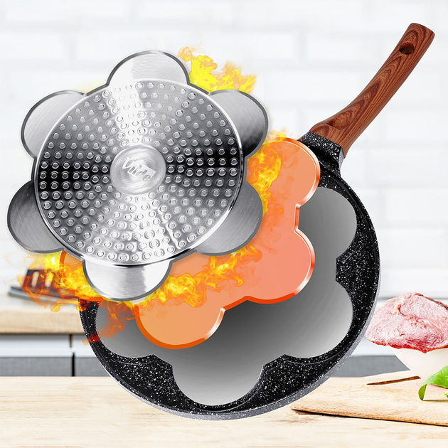 Сковорода для яєць Vilde Black & Wood гранітова на 7 відділів 26 см (5904316492601) - зображення 12