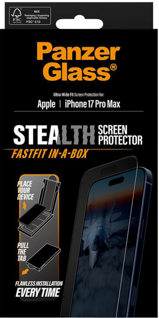 Szkło hartowane Panzer Glass Stealth Screen Protector Ultra-Wide Fit do Apple iPhone iPhone 17 Pro Max (PG63734) - obraz 3