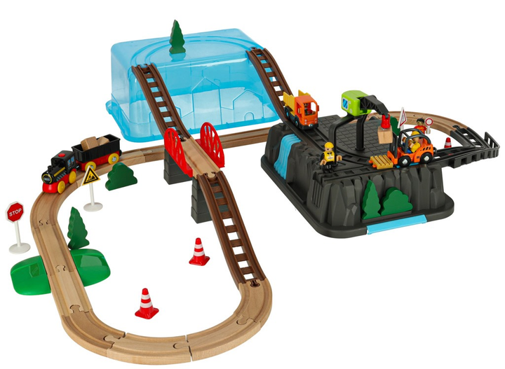 Kolejka drewniana KIK pociąg lokomotywa plac budowy 55 elementów KX3494 (5903039754201) - obraz 3