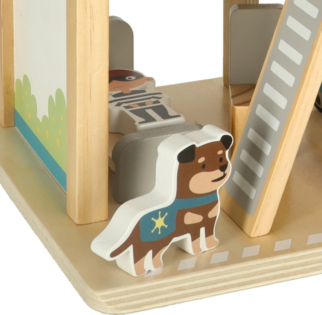 Паркінг гараж дерев'яний KIK Поліцейський відділок - трек, поліцейська машина, гелікоптер KX3773 (5903039750982) - зображення 5