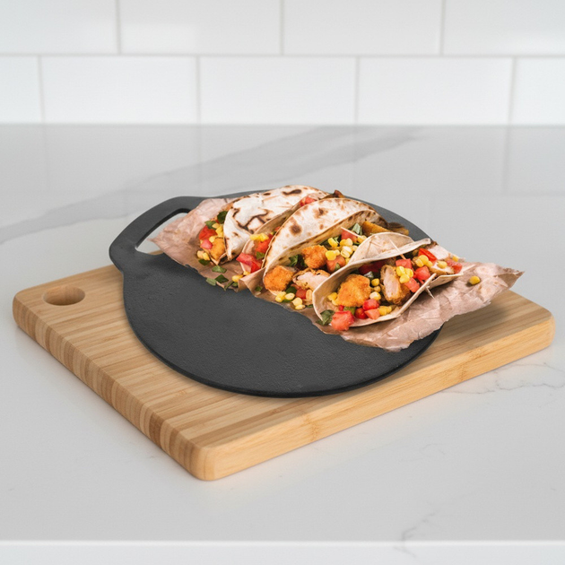 Patelnia do tortilli i naleśników Orion Litina żeliwna 25 cm (8592381157661) - obraz 9