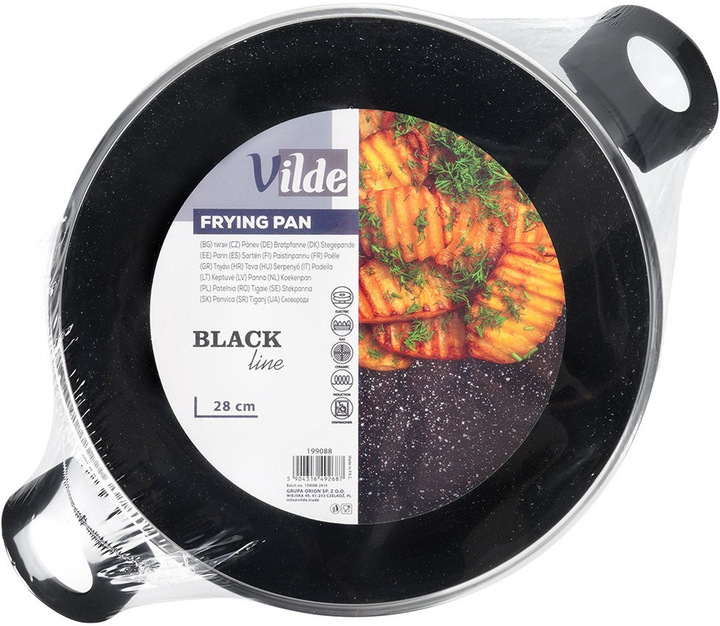Patelnia Vilde Black Line granitowa z pokrywką 28 cm (5904316492687) - obraz 1