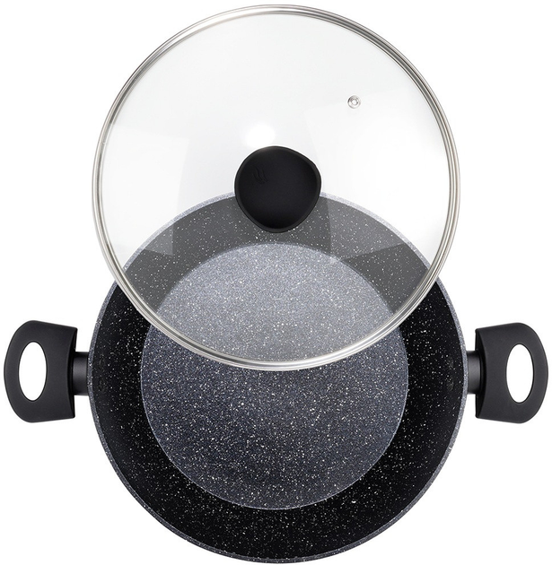 Patelnia Vilde Black Line granitowa z pokrywką 28 cm (5904316492687) - obraz 5