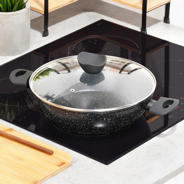 Patelnia Vilde Black Line granitowa z pokrywką 28 cm (5904316492687) - obraz 9