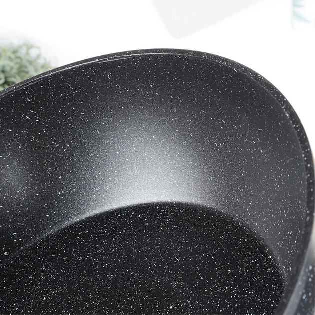 Patelnia Vilde Black & Wood granitowa z pokrywką 28 cm (5904316475437) - obraz 4