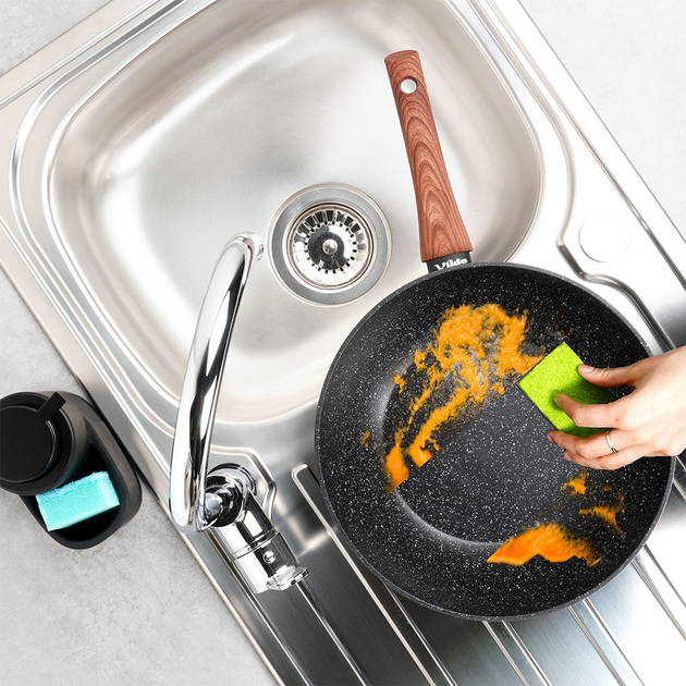 Сковорода-вок Vilde Black & Wood гранітова 28 см (5904316492069) - зображення 9