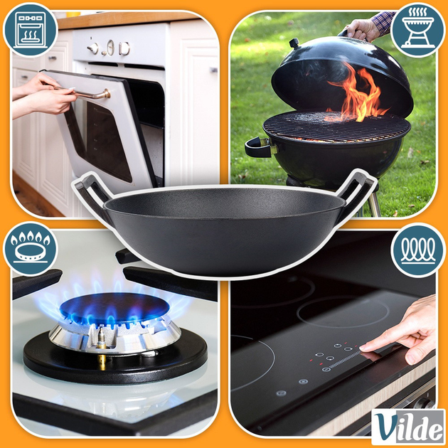 Patelnia wok Vilde Cast Line żeliwna 36 cm (5900670102330) - obraz 6