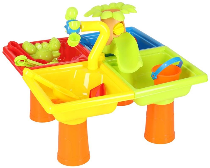 Водний столик Ikonka чотири частини, пісочниця, лопатки, лійка, табурет (5903039767119) - зображення 1