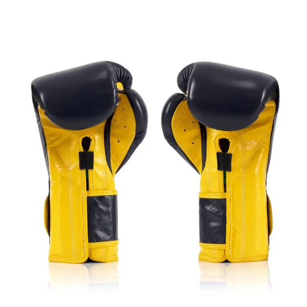 Рукавички боксерські з бинтами Fairtex Mexican BGV9 14 унцій, синьо-жовті - изображение 3