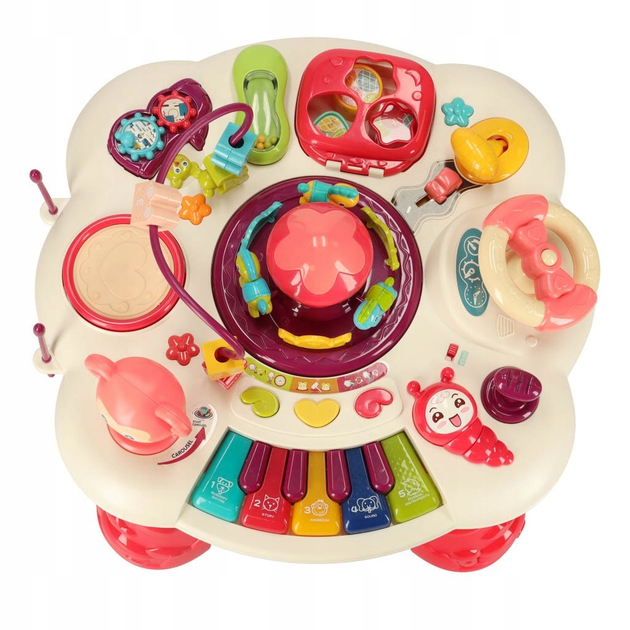 Розвивальний столик KIK Піаніно сортер телефон барабани зі звуком Бібі-інн Рожевий KX3601 (5903039753082) - зображення 3