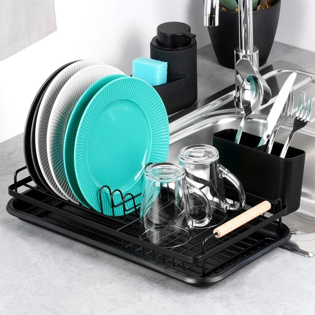 Suszarka do naczyń Orion Radka Czarna 43 x 23.5 x 9.5 cm (8592381198152) - obraz 2