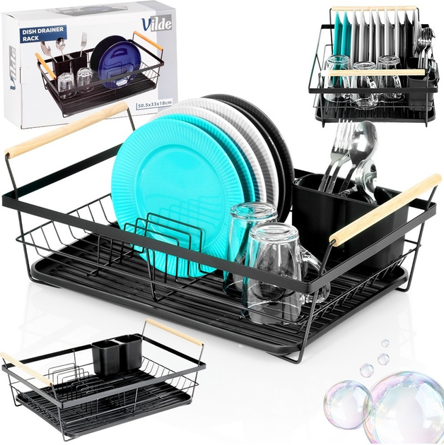 Suszarka do naczyń Vilde Czarna 50.5 x 33 x 18 cm (5904316490850) - obraz 4