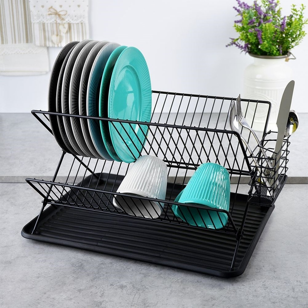 Suszarka do naczyń Vilde Czarna 45 x 32 x 25.5 cm (5907610287263) - obraz 5