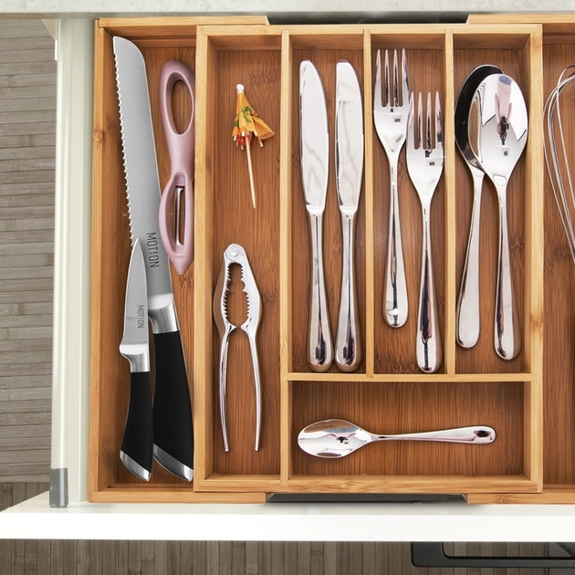 Wkład na sztućce do szuflady Orion rozsuwany bambusowy Brązowy 35.5 x 26 cm (8592381157548) - obraz 2