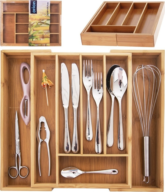 Wkład na sztućce do szuflady Orion rozsuwany bambusowy Brązowy 35.5 x 26 cm (8592381157548) - obraz 5