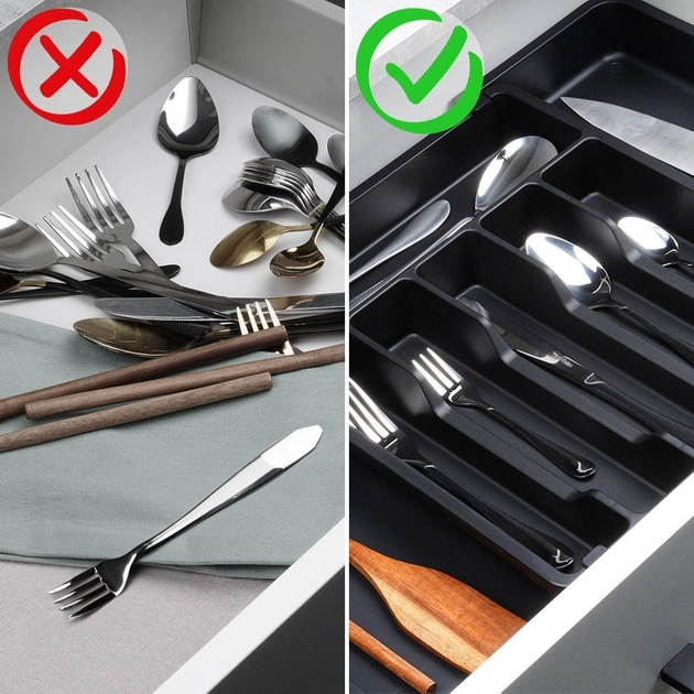 Wkład na sztućce do szuflady Vilde rozsuwany Czarny 33-56.5 x 37.5 cm (5904316476342) - obraz 13