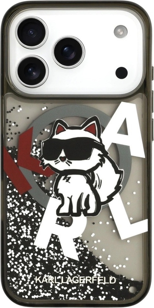 Панель Karl Lagerfeld Liquid Glitter Choupette Logo MagSafe для Apple iPhone 17 Pro Black (3666339504854) - зображення 2