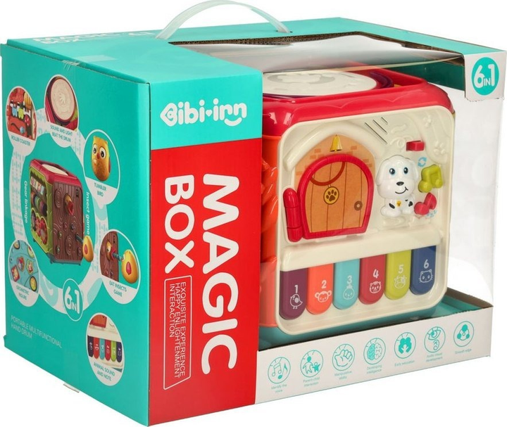 Zabawka edukacyjna KIK Kostka edukatorka interaktywna pianinko robaczki 6 w 1 Bibi-inn KX3598 (5903039753129) - obraz 1