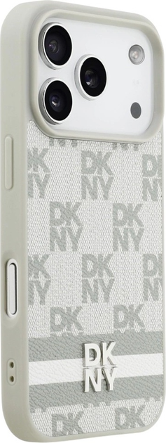 Etui DKNY Checkered with Printed Stripes do Apple iPhone 17 Pro Beige (3666339545772) - obraz 4
