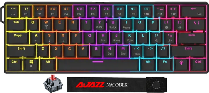 Ігрова клавіатура AJAZZ NK61 / HOT SWAP / MX RED / RGB / Obsidian