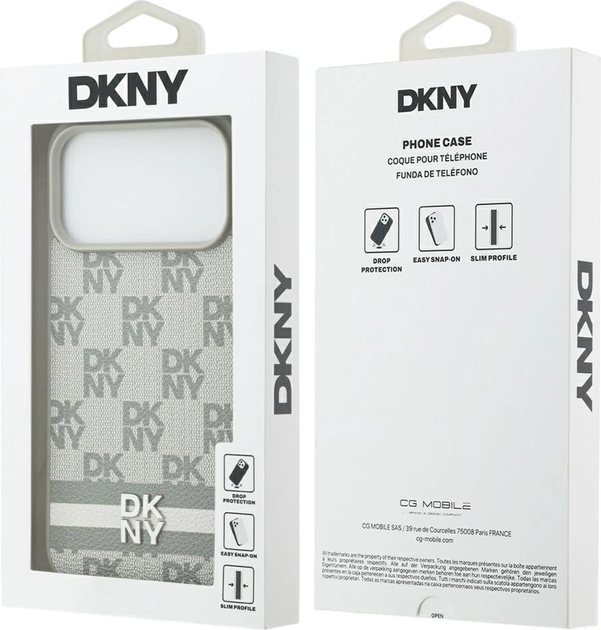 Etui DKNY Checkered with Printed Stripes do Apple iPhone 17 Pro Max Beige (3666339545789) - obraz 8