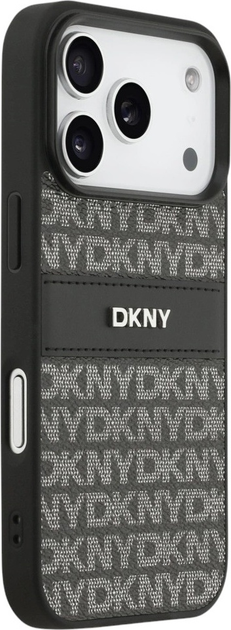 Etui DKNY Repeat Texture Pattern with Tonal Stripe do Apple iPhone 17 Pro Black (3666339545734) - obraz 4