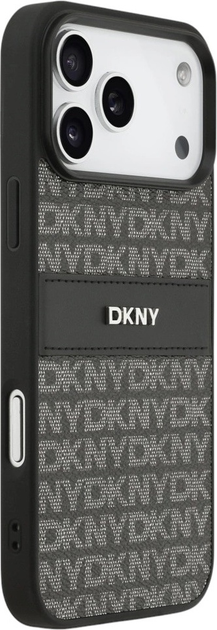 Etui DKNY Repeat Texture Pattern with Tonal Stripe do Apple iPhone 17 Pro Max Black (3666339545741) - obraz 4