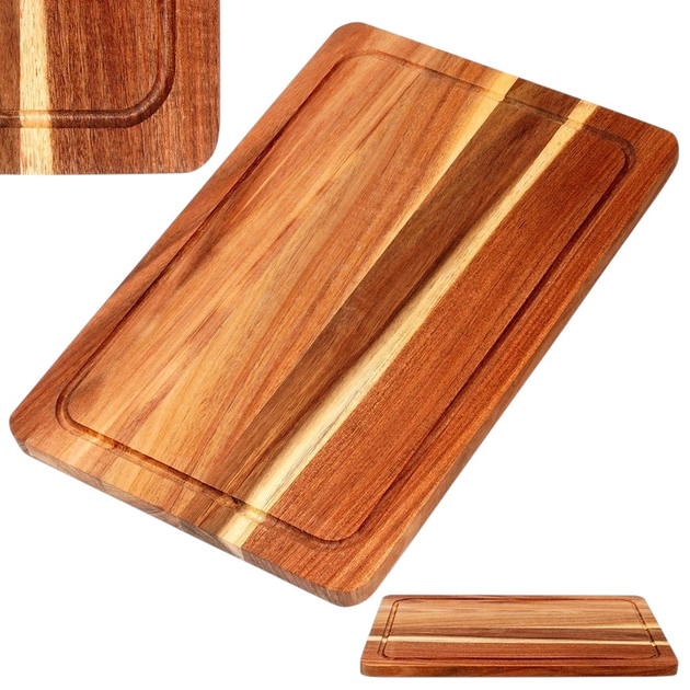 Deska do krojenia i serwowania Excellent Houseware drewniana Brązowa 37 x 25 cm (8720573837545) - obraz 3