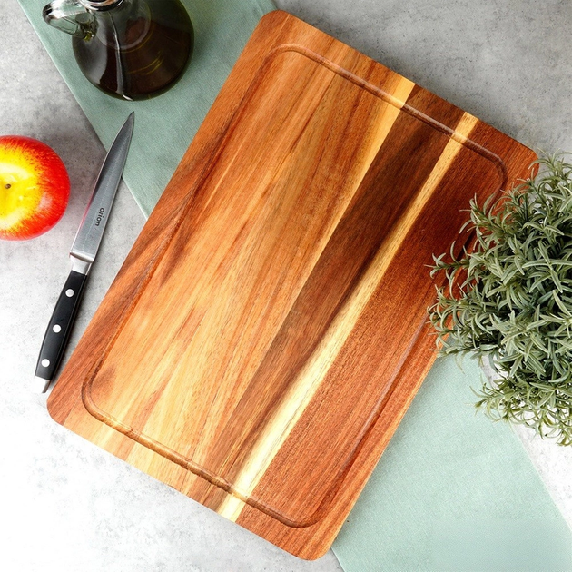 Deska do krojenia i serwowania Excellent Houseware drewniana Brązowa 37 x 25 cm (8720573837545) - obraz 4