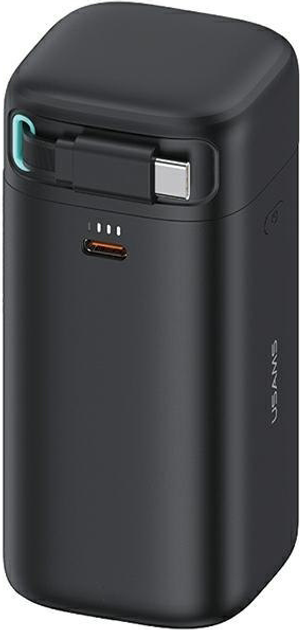 УМБ Usams US-CD216 XMF USB-C Retractable 18000 mAh PD 45W Black (6958444907611) - зображення 1