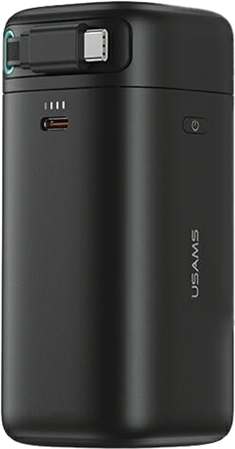 УМБ Usams US-CD216 XMF USB-C Retractable 18000 mAh PD 45W Black (6958444907611) - зображення 2