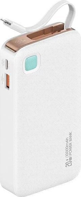 УМБ Usams US-CD225 Lightning Retractable 10000 mAh PD 20W White (6958444910130) - зображення 1