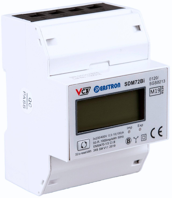 Лічильник електроенергії VCX 3-фазний 230 В 100 А (SDM 72 BI MID) - зображення 1