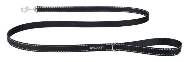 Повідець Amiplay Reflective XL 150 см Чорний (5907563215450) - зображення 1