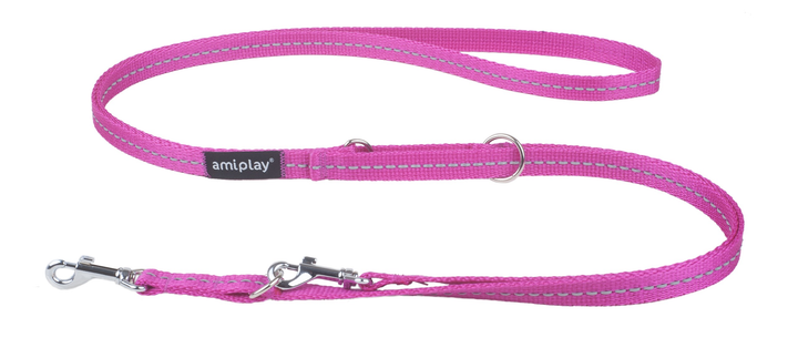 Повідець Amiplay Reflective S 6в1 1-2 м Рожевий (5907563218345) - зображення 1