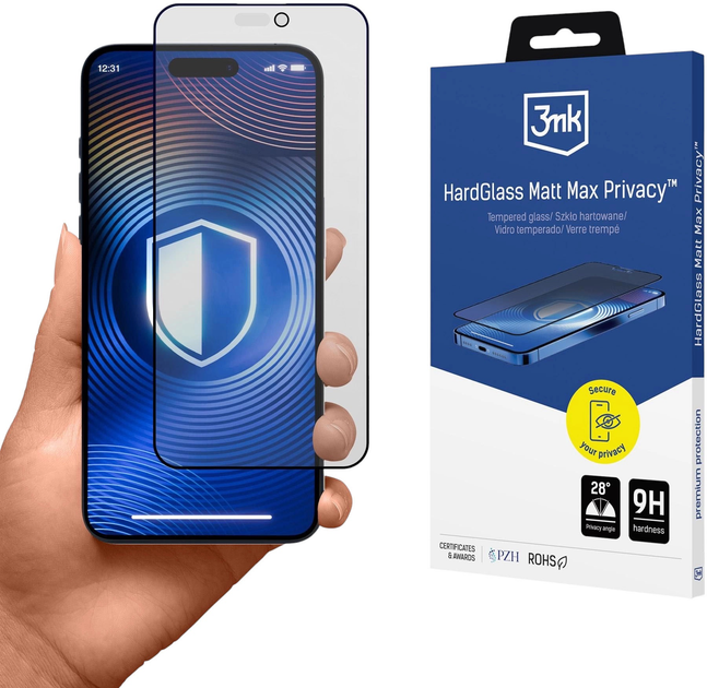 Szkło hartowane 3MK HardGlass Matt Max Privacy do Apple iPhone 17 (5903108679954) - obraz 1