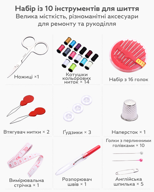 Портативный набор для шитья (54 предмета) X177 - изображение 4