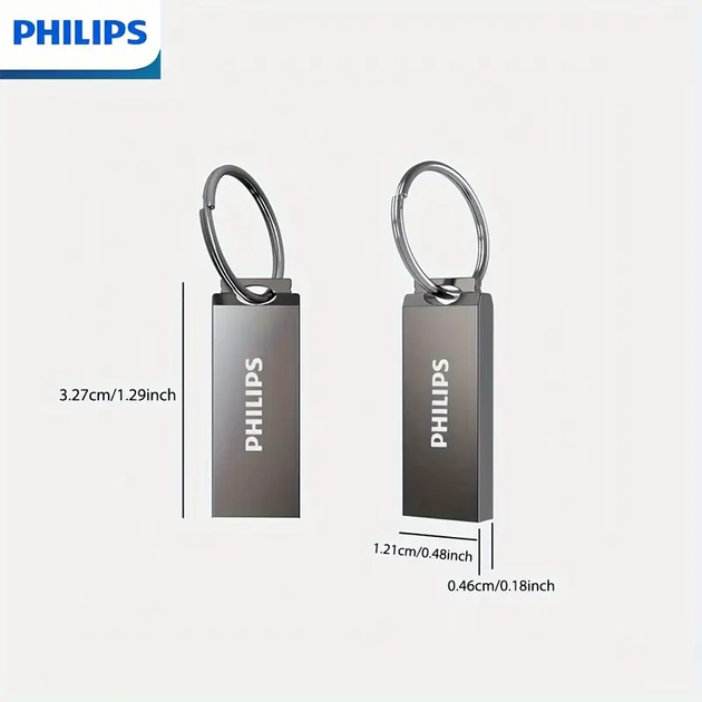USB Флешка Карта памяти PHILIPS Брелок Накопитель 128Гб металлическая Черная - изображение 4