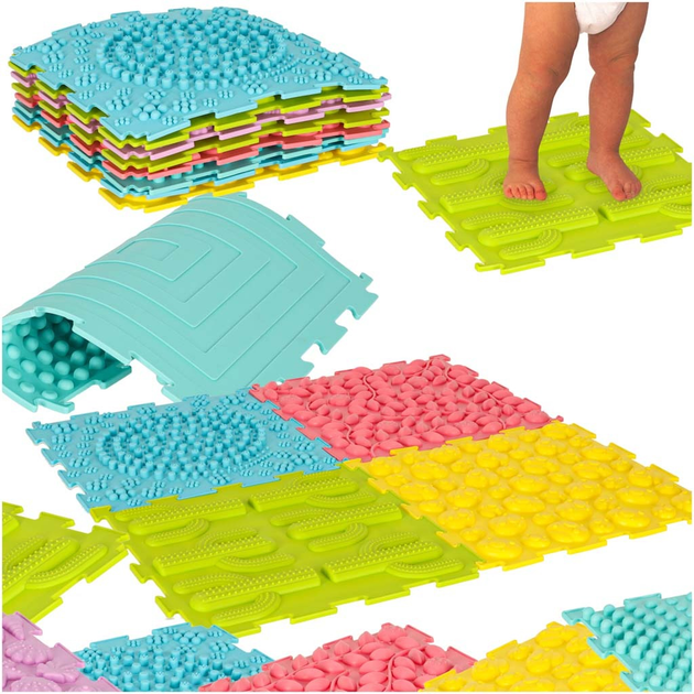 Mata puzzle KIK sensoryczna Montessori do masażu stóp 8 elementów pastelowe KX3172 (5903039765696) - obraz 17