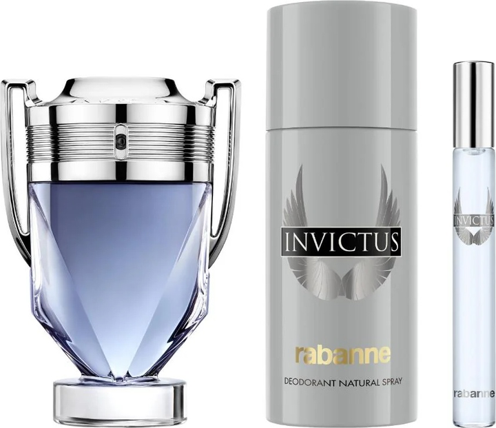 Zestaw męski Paco Rabanne Invictus Woda toaletowa 100 ml + Dezodorant 150 ml + Miniaturka Woda toaletowa 10 ml (3349668656608) - obraz 2