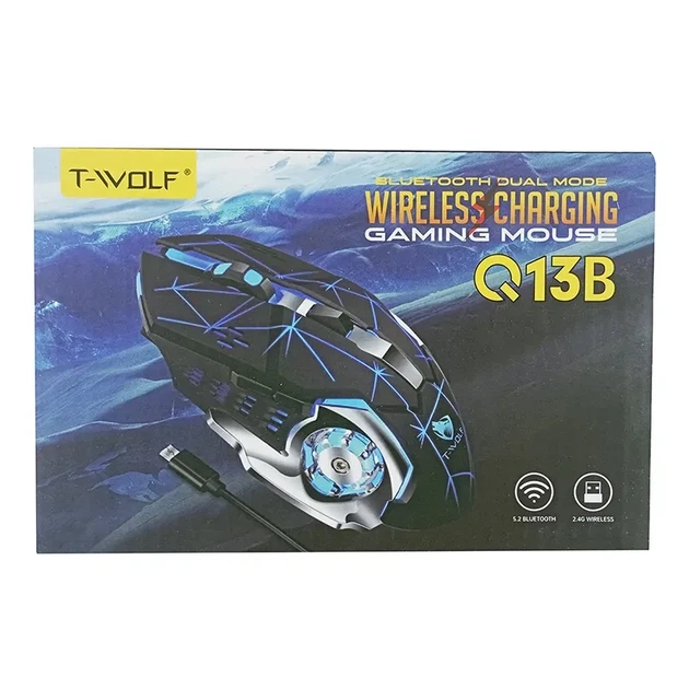 Беспроводная бесшумная игровая мышь T-Wolf Q13 с аккумулятором и подсветкой 2.4G+Bluetooth Белый - изображение 2