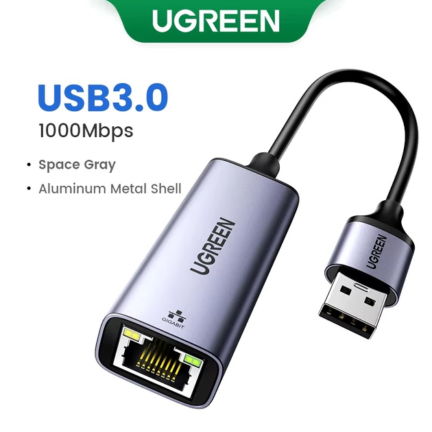 Сетевой адаптер UGREEN CM209 USB-A Gigabit Ethernet Adapter RJ45 1000mb/s Space Gray - Фото 2 Сетевой адаптер UGREEN CM209 USB-A Gigabit Ethernet Adapter RJ45 1000mb/s Space Gray - изображение 2